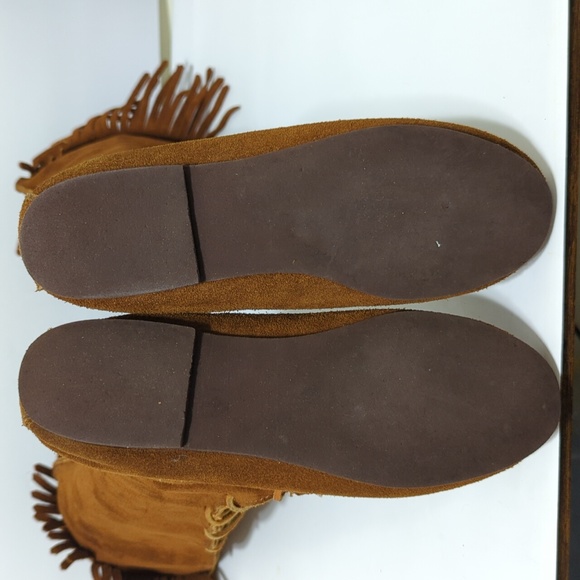 Minnetonka Tall Fringe front Lace suede Pocahontas boots womans size 7 - Picture 12 of 12